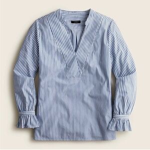 J. Crew Blue and White Pinstripe Blouse